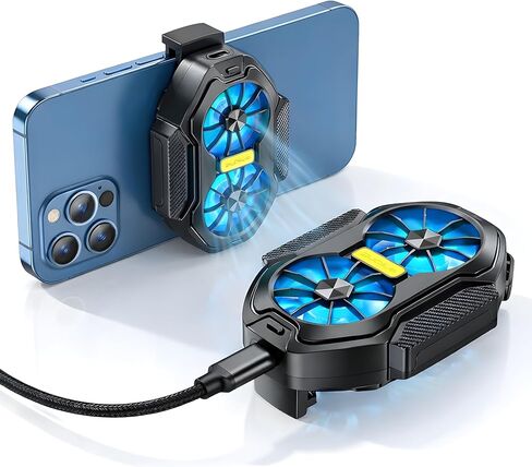 Zigo Phone Cooler for Gaming, Dual Fan Wireless Portable Cell Phone Cooling Fan, Rechargeable Ultra Quiet with Blue LED Backlight, Dual 600mAh Battery Spring Clip for iPhone Android in Kuwait