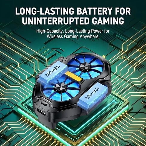 Zigo Phone Cooler for Gaming, Dual Fan Wireless Portable Cell Phone Cooling Fan, Rechargeable Ultra Quiet with Blue LED Backlight, Dual 600mAh Battery Spring Clip for iPhone Android in Kuwait