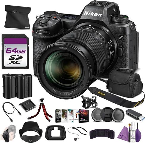 Nikon Z6 III Mirrorless Camera Kit 24-70mm f4 S Lens 6K60p 4K120p 24.5MP FX Sensor Bundle with Battery EN EL15C + Camera Bag + Cleaning Kit + Flexible Vlogging Tripod + 64GB Memory Card + More in Kuwait