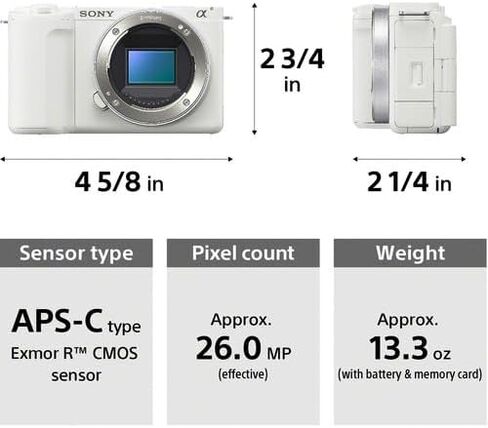 كاميرا سوني ZV-E10 II بدون مرآة مع مجموعة عدسات 16-50 ملم (أبيض) | مستشعر APS-C بدقة 26 ميجابكسل، وضبط تلقائي للصورة بتقنية الذكاء الاصطناعي، وفيديو بدقة 4K، وشاشة قابلة للطي | لمدونات الفيديو وإنشاء المحتوى (ZVE10M2KW) + بطاقة سعة 64 جيجابايت + حقيبة + ب in Kuwait