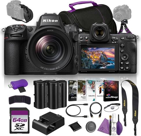 كاميرا Nikon Z8 احترافية كاملة الإطار بدون مرآة بدقة 8K للفيديو واللقطات الهجينة FX مع مجموعة عدسات NIKKOR Z مقاس 24-120 مم مع حقيبة كاميرا + حامل ثلاثي القوائم مرن لمدونات الفيديو + بطاقة ذاكرة UHS-II سعة 64 جيجابايت + المزيد in Kuwait