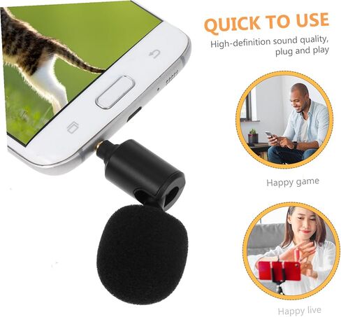 SHINEOFI Flexible Live Streaming Microphone with 3.5mm Straight Plug, 3-Section Stereo Recording Mic for Laptop, Mobile Phone, and Tablet Use in Kuwait