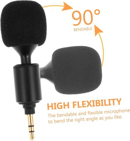 SHINEOFI Flexible Live Streaming Microphone with 3.5mm Straight Plug, 3-Section Stereo Recording Mic for Laptop, Mobile Phone, and Tablet Use in Kuwait
