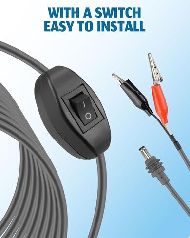 DC Charging Cable Fits for Starlink Mini Alligator Clips DC Charging Cable, 3M/10FT 18AWG Power Cable with Switch & Crocodile Clamps in Kuwait