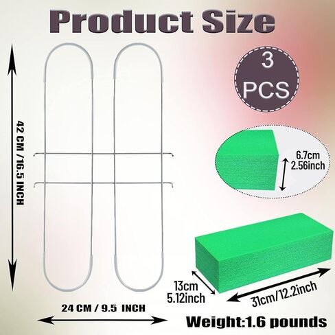 GRPFS 3 Pack Galvanized Gravestone Saddle 16.5 x 12 Inch Wire Rustproof Cemetery Saddles for Headstones with Floral Foam in Kuwait
