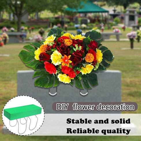 GRPFS 3 Pack Galvanized Gravestone Saddle 16.5 x 12 Inch Wire Rustproof Cemetery Saddles for Headstones with Floral Foam in Kuwait