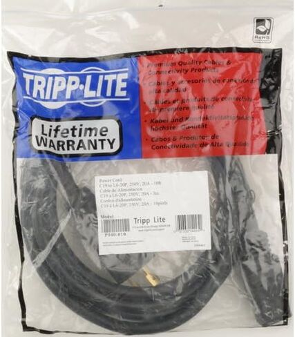 سلك طاقة Tripp Lite شديد التحمل لـ PDU وUPS 20 أمبير، 12AWG (IEC-320-C19 إلى NEMA L6-20P) 10 أقدام (P040-010) in Kuwait