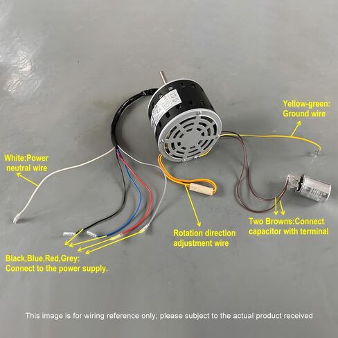 VEVOR 1/2HP Furnace Blower Motor, 208/230V 2.7Amps, 1075RPM 5 Speeds, CW/CCW Rotation, 48 Frame 3.4" Shaft Length, 7.5μF/450V Capacitor + 11" Hold Hoop in Saudi Arabia