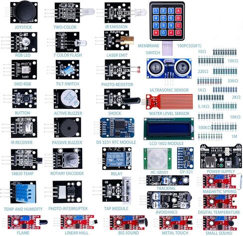 Upgraded 37 in 1 Electronics kit - Starter kit for arduino sensors and esp32 in Kuwait