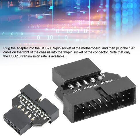 محول USB 2.0 إلى 3.0 - موصل اللوحة الأم 9Pin إلى 19Pin للوحة الأمامية لحافظة الكمبيوتر، كابل نقل البيانات PH23A in Kuwait