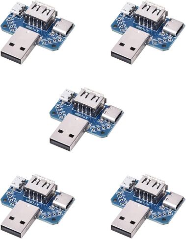 USB Adapter Plate, Male USB to Female TypeC 4P 2.54mm 5 Pcs - Compact Design, Ideal for Data Transfer and Connectivity in Kuwait