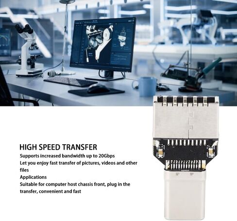 محول USB 3.0 من النوع C ذكر إلى النوع E أنثى - محول USB من النوع C بسرعة 20 جيجابت في الثانية للوحة الأمامية للكمبيوتر الشخصي، التوصيل والتشغيل in Kuwait