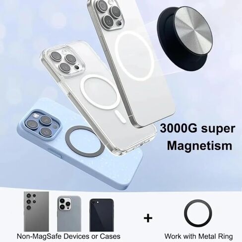Magnetic Phone Ring Grip Holder for iPhone 17 16 15 14 13 12 Series Foldable Phone Holder Strong Magnet Grip Holder (Black) in Saudi Arabia