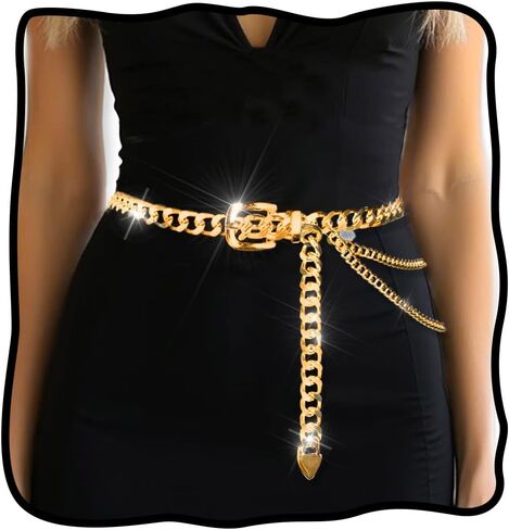 Nicute Silver Waist Chain Metal Chain Belts Chunky Dress Belt Accessories for Women in Saudi Arabia