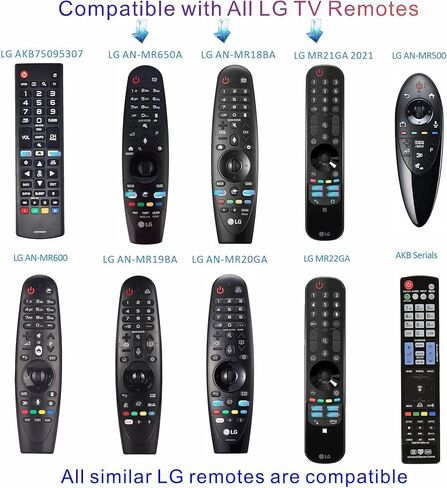 بديل لجهاز التحكم عن بعد العالمي LG (عبوة من 2)، جهاز التحكم عن بعد العالمي ريموتو LG Smart TV Original 2025-2005 Magic، Webos TVs، LCD، OLED. ضمان لمدة سنة واحدة in Kuwait