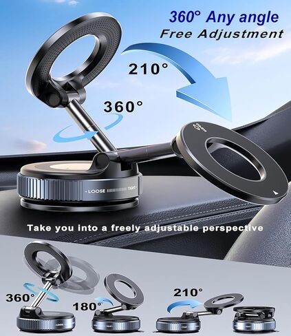 2026 Upgraded Vacuum Magnetic Car Phone Holder 360° Reinforced 98LBS Ultra Suction Cup Phone Mount for MagSafe Cell Phone Holders for Your Car/Gym/Mirror Mount for iPhone & Android in Kuwait
