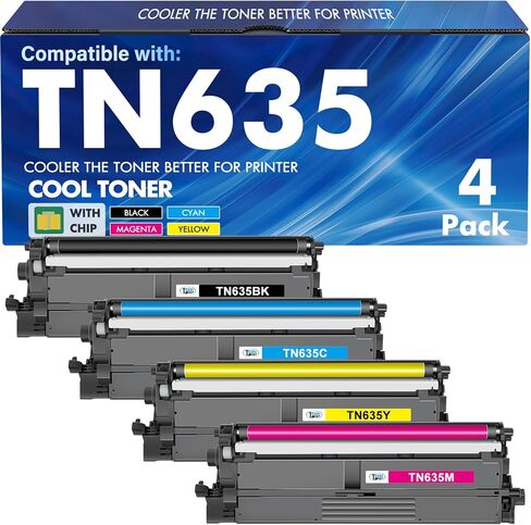 خرطوشة حبر TN635 MFC-L8930CDW متوافقة مع Brother TN635XL TN-635 TN-635XL TN635XXL TN 635 635XL 635XXL MFC-L8730CDW HL-L8430CDW HL-L8570CDW MFC-L8970CDW HL-L8430CDWT طابعة MFC-EX575 4 عبوات in Kuwait