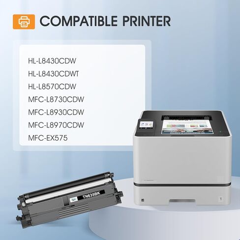 خرطوشة حبر TN635 MFC-L8930CDW متوافقة مع Brother TN635XL TN-635 TN-635XL TN635XXL TN 635 635XL 635XXL MFC-L8730CDW HL-L8430CDW HL-L8570CDW MFC-L8970CDW HL-L8430CDWT طابعة MFC-EX575 4 عبوات in Kuwait