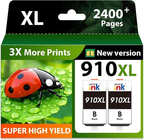 خراطيش حبر 910 910XL لطابعات HP بديلة سوداء لمجموعة خراطيش الحبر HP 910XL تعمل مع HP OfficeJet Pro 8020 8025 8035 8028 8010 8022 8015 Priner (2 حبر أسود، 910XL أسود) in Kuwait