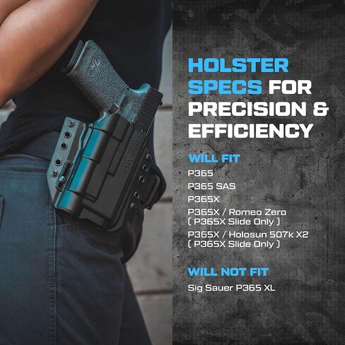 Holster for Sig Sauer P365 (3.1") - OWB Holster - Concealed Carry/Custom fit to Your Gun - Comfort & Concealment - EDC - Slim Design - Adjustable Retention - Outside the Waistband - Pistol Holster in Kuwait
