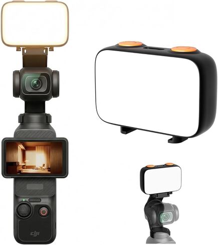 مصباح LED لملحقات DJI Osmo Pocket 3، [متابعة تلقائية] مصباح سيلفي محمول لتسجيل فيديو TikTok، 40 خرزة LED، 3 أوضاع للألوان، تعتيم بدون خطوات، بطارية 800 مللي أمبير في الساعة in Kuwait