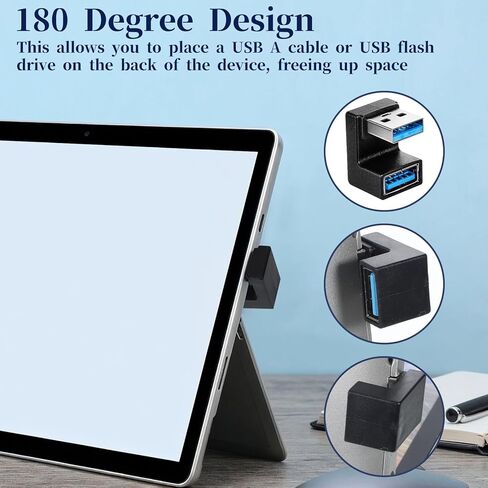 180 Degree / 90 Degree USB Adapter, 6 Pack Left and Right Angle, Vertical Up and Down USB A Male to Female Extender Connector for Laptop Car Charger Power Bank Flash Drive Devices in Kuwait
