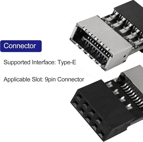 2PCS USB 2.0 to 3.2 Gen 1 Header Adapter Mainboard 9 Pin Male to USB 3.1 Type-E A-Key Female Converter Compatible with Windows Mac OS Linux Plug Play for PC Front Panel USB-C Port Extension in Kuwait