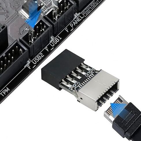 2PCS USB 2.0 to 3.2 Gen 1 Header Adapter Mainboard 9 Pin Male to USB 3.1 Type-E A-Key Female Converter Compatible with Windows Mac OS Linux Plug Play for PC Front Panel USB-C Port Extension in Kuwait