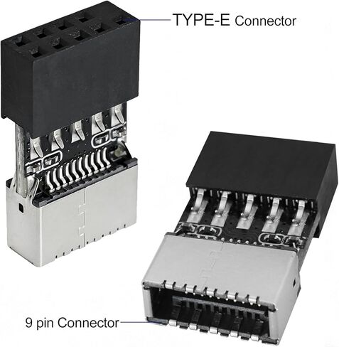 2PCS USB 2.0 to 3.2 Gen 1 Header Adapter Mainboard 9 Pin Male to USB 3.1 Type-E A-Key Female Converter Compatible with Windows Mac OS Linux Plug Play for PC Front Panel USB-C Port Extension in Kuwait