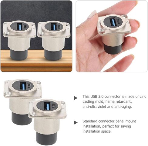 NOLITOY USB 3.0 Panel Mount Female Bulkhead Adapter USB Pass Through Connector Waterproof Metal Data Coupler for Computer Accessories and Peripherals in Kuwait