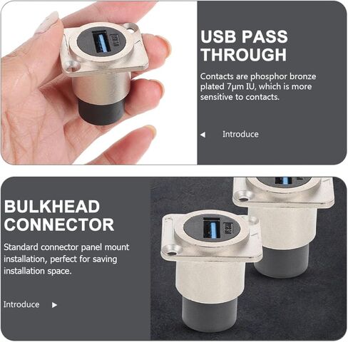 NOLITOY USB 3.0 Panel Mount Female Bulkhead Adapter USB Pass Through Connector Waterproof Metal Data Coupler for Computer Accessories and Peripherals in Kuwait
