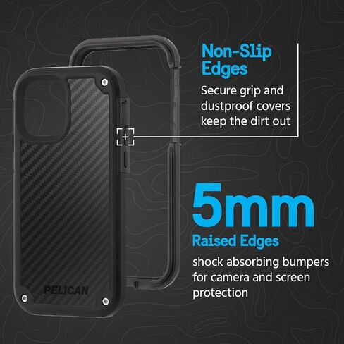حافظة سلسلة Pelican Shield لهاتف iPhone 17e / 16e / 14 - حماية من السقوط بدرجة عسكرية بطول 21 قدمًا، تصميم Kevlar® متين مع حافظة بمشبك حزام ومسند - أسود in Kuwait