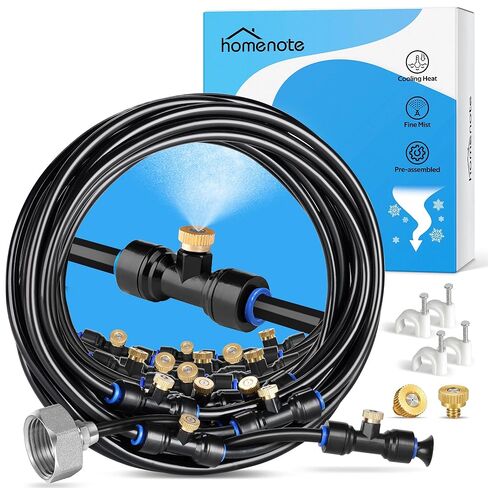 HOMENOTE Misting Cooling System, 26FT (8M) Misting Line + 7 Brass Mist Nozzles + Brass Adapter(3/4") Outdoor Mister for Patio Garden Greenhouse Trampoline for Waterpark in Saudi Arabia