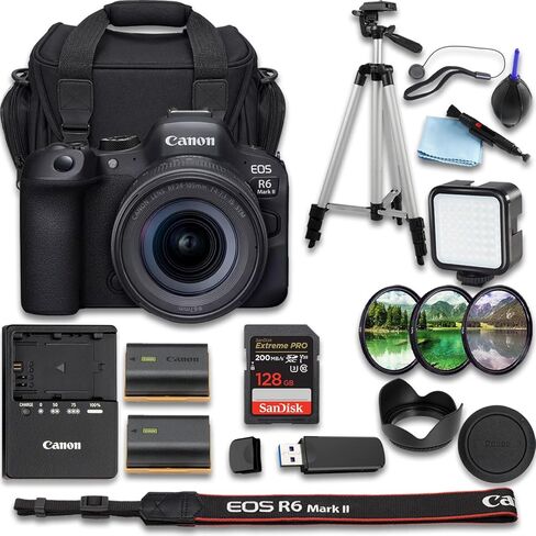 Canon EOS R6 Mark II Mirrorless Camera with + RF 24-105mm f/4-7.1 is STM Lens + SanDisk Extreme Pro 128GB + Extra Spare Replacement Battery + Camera Case and More(20pc Bundle) (Renewed) in Kuwait
