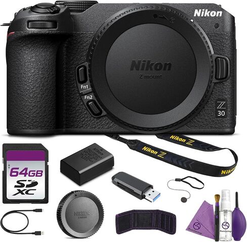 Nikon Z30 Mirrorless Camera 4K Video 20.9MP DX Format Vlogging Camera Bundle with Cleaning Kit + 64GB Memory Card in Kuwait