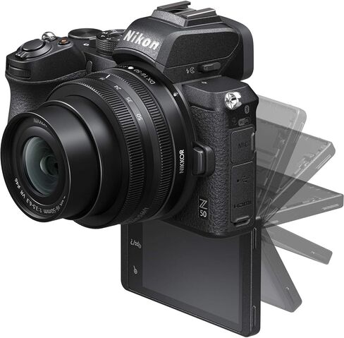 Nikon Z50 DX Mirrorless Camera 4K with Dual Zoom Lens Kit 16-50mm 50-250mm Bundle with Camera Bag + Cleaning Kit + Flexible Vlogging Tripod + Filter Kit + 64GB Memory Card + More in Kuwait