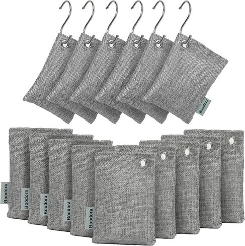 15 Pack Bamboo Charcoal Air Purifying Bag,Activated Bag Odor Absorber,Shoe Deodorizer,Smell Eliminator,Natural Pet-Friendly Freshener for Home,Car,Closet,Basement,Pets(Beige), Gray in Saudi Arabia