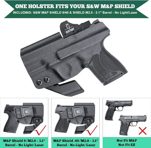 WARRIORLAND IWB Kydex Holster, Fits S&W M&P Shield Plus/Shield M2.0 / M1.0 (9mm/.40, 3.1" Barrel Only), Inside Waistband Appendix Concealed Carry, Adj. Cant & Retention, More Types for Option in Saudi Arabia