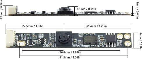 1 MP Camera Module with 2.8mm Fixed Focus Lens, USB 2.0 Webcam Board, 66° FOV HD OV9726 Sensor for Face Recognition, Drones, Robotics, Includes USB Cable in Kuwait