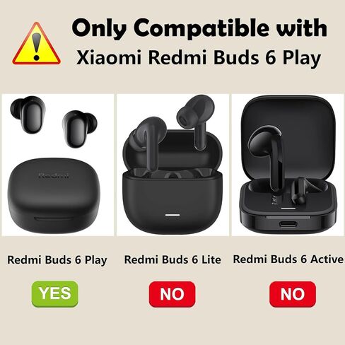[عبوة من قطعتين] حافظة easyBee متوافقة مع غطاء شحن سماعات الرأس Xiaomi Redmi Buds 6 Play مع 2 سلسلة مفاتيح، مجموعة حماية رقيقة للغاية مضادة للصدمات من السيليكون السائل الناعم - أسود وأزرق in Kuwait