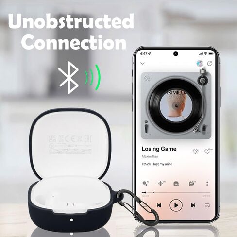 [عبوة من قطعتين] حافظة easyBee متوافقة مع غطاء شحن سماعات الرأس Xiaomi Redmi Buds 6 Play مع 2 سلسلة مفاتيح، مجموعة حماية رقيقة للغاية مضادة للصدمات من السيليكون السائل الناعم - أسود وأزرق in Kuwait