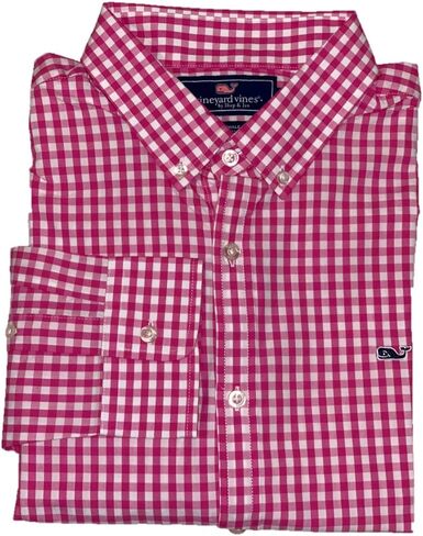 Vineyard Vines Men's Slim Fit Whale Shirt Button Down Dress Shirt (Flannel Tin House Check/Moonshine, Small) in Saudi Arabia