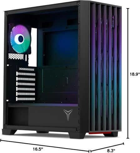 حقيبة كمبيوتر Yeyian ATX Mid‑Tower، متضمنة 4 مراوح ARGB، لوحة جانبية من الزجاج المقسى، تصميم عالي التدفق للهواء، حقيبة كمبيوتر للألعاب - موديل YCM‑APPHO‑01FA in Kuwait