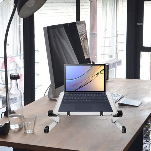 SUPVOX Adjustable Laptop Stand Riser Desktop Holder Height Increasing Computer Base for Office and Travel Use with Two-Section White Large Desktop Support in Kuwait