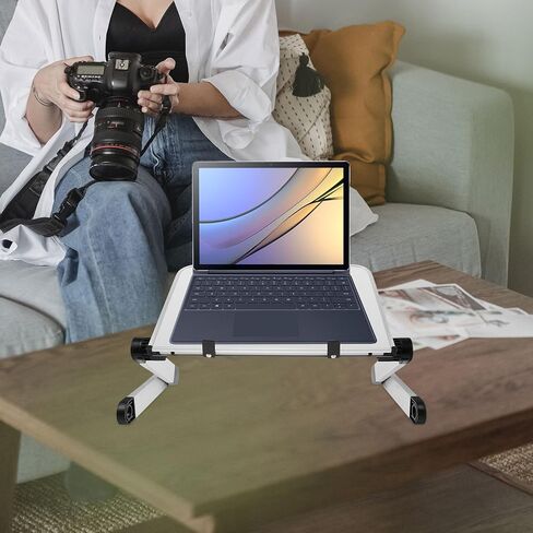 SUPVOX Adjustable Laptop Stand Riser Desktop Holder Height Increasing Computer Base for Office and Travel Use with Two-Section White Large Desktop Support in Kuwait
