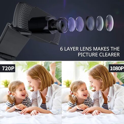 1080P Webcam with Microphone USB HD Computer Web Camera Noise-Cancelling Mic Auto Light Correction Wide Angle Web Cam for PC Video Conference in Kuwait