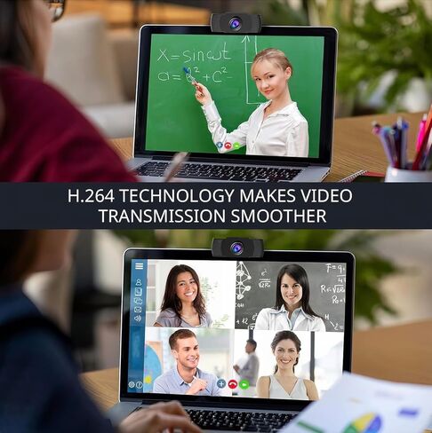 1080P Webcam with Microphone USB HD Computer Web Camera Noise-Cancelling Mic Auto Light Correction Wide Angle Web Cam for PC Video Conference in Kuwait