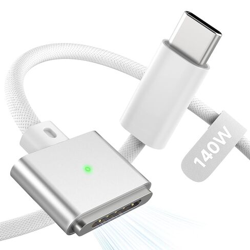 LUCMO كابل 3 مغناطيسي 140 وات 3.3 قدم لشاحن M5/M4/M3/M2 MacBook Air Pro، سلك USB C للشحن السريع لجهاز MacBook Air (13 بوصة/15 بوصة 2026/2025/2024/2023/2022)، Pro (16 بوصة/14 بوصة 2026/2025/2024/2023/2021)، أبيض in Kuwait