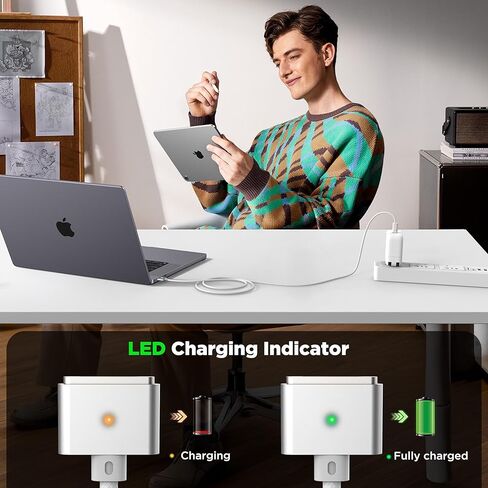 LUCMO كابل 3 مغناطيسي 140 وات 3.3 قدم لشاحن M5/M4/M3/M2 MacBook Air Pro، سلك USB C للشحن السريع لجهاز MacBook Air (13 بوصة/15 بوصة 2026/2025/2024/2023/2022)، Pro (16 بوصة/14 بوصة 2026/2025/2024/2023/2021)، أبيض in Kuwait