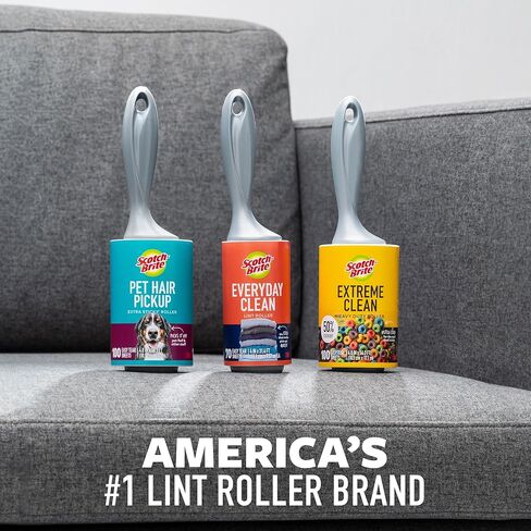 Scotch-Brite Lint Roller, Works Great on Pet Hair, Clothing, Furniture and More, 3 Rollers, 100 Sheets Per Roller (300 Sheets Total) in Saudi Arabia